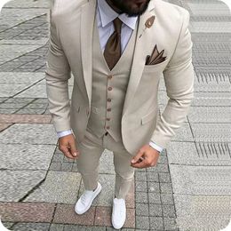 Brand New Groom Tuxedos Notch Lapel One Button Groomsman Wedding Dress Style Men Formal Business Prom Party Suit(Jacket+Pants+Tie+Vest) 2201