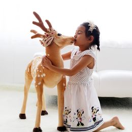 simulation sika deer doll plush toy big elk doll cute realistic animals child birthday gift wedding Christmas decoration 75cm DY50830