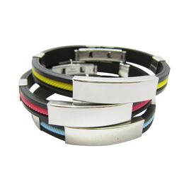 Stainless steel Silicone bracelet For women Men Sport Titanium steel 10 Colours Wrap Bangle Fashion Jewellery Gift