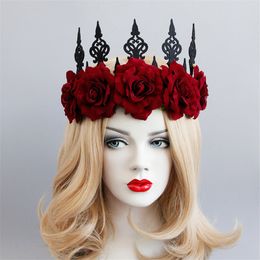 Vintage Red Rose Queen Hair Band Halloween Christmas Ball Party Crown Host Headband Hair Accessories free DHL 50