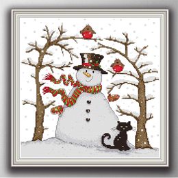 Snowman Handmade Cross Stitch Craft Tools Embroidery Needlework sets counted print on canvas DMC 14CT /11CT