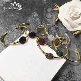 lotus stainless steel bracelet NZ - Queen Lotus 2019 High Quality 18K Gold Plated Stainless Steel Woman Cuff Charm Bracelet Bangle For Lady Party Accessories Wholesale