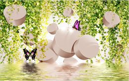 Vine butterfly romantic 3D TV background wall modern living room wallpapers