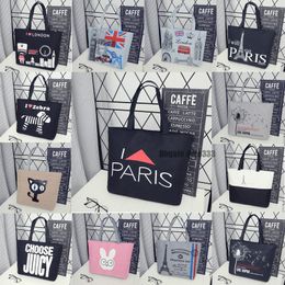 Cartoon Mode-Einkaufstasche 16colors Frau Paris Handtasche Segeltuch-Student-Taschen Freies Verschiffen über DHL schnell angekommen