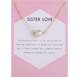 Pearl Pendant Choker Necklaces with Card Statement Gold Silver Color For Fashion Women Girls Sweet Jewelry Gifts for Sister Love
