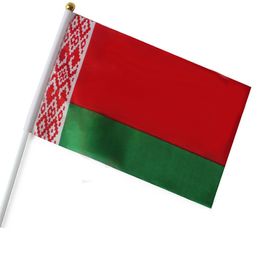 Small Country Hand Flags of Belarus 14x21cm 20x30cm Polyester Belarus Hand Waving Flag Good Quality With Plastic Pole