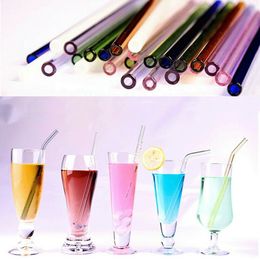 14.5cm 18cm 20cm Reusable Glass Drinking Straw Cleaning Brush Wedding Birthday Party Drink Straws Dribking glass pipette Set free shipping