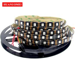 DC5V 60LEDs/m APA102 Digital Pixel Strip RGB LED Light SMD 5050 LED Backlight TV Flexible Black PCB Waterproof IP65 Tape Lights Addressable