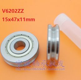 20pcs V6202ZZ V6202 ZZ 6202VV 15x47x11mm V groove ball bearing guide track roller wheel pulley bearing 15*47*11mm