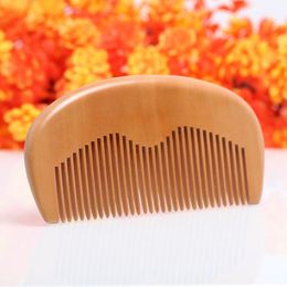 1pcs Natural Peach Wooden Comb Beard Comb Pocket Comb 11.5*5.5*1cm free shipping Wholeasle LX7831