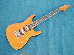 Factory Custom orange Colour body Electric Guitar With Maple veneer,Fret binding,Chrome Hardware,Rosewood fingerboard,Offer Customised