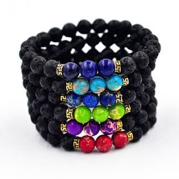 Lava Rock Beads Charms Bracelets Colorized Beads for Men Women Natural Stone Strands Bracelet for Fashion Jewelry Crafts