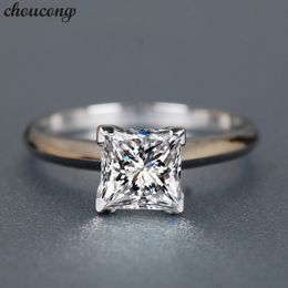choucong Classic 100% Real 925 sterling Silver ring Princess cut 1ct Diamond Engagement Wedding Band Rings For Women men