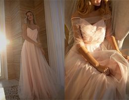 Garden A-line Wedding Dresses With Jacket Spaghetti Strap Sleeveless Bead Tulle Bridal Gown Sweep Train Backless Custom Made Robes De Mariée