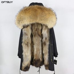 OFTBUY Real Fur Coat Winter Jacket Women Long Parka Waterproof Big Natural Raccoon Fur Collar Hood Thick Warm Real Fox Fur Liner