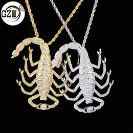 New Fashion Personalised Real 18K Rose Gold Bling Diamond Halloween Scorpion Pendant Necklace Hip Hop Rapper Jewellery Gifts for Men Women