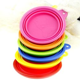 Collapsible foldable silicone dog bowl candy color outdoor travel portable puppy doogie food container feeder dish 000