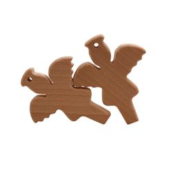 Baby Organic Beech Wooden Angel Teether DIY Wood Pendent Eco-Friendly Safety Baby Teething Chew Toys