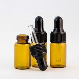 3ml Mini Empty Glass Bottles For Essential Oil Perfume Sample Container Portable 3 ml Glass Dropper Amber Vials 1200pcs/Lot Free DHL