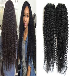 Malaysian Kinky Curly Hair Extensions Human Hair Weaving Bundles Natural Color 1/2Piece Non-Remy Curly Hair Bundles