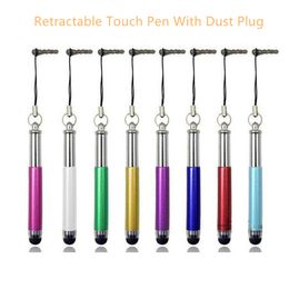 High Quality Colorful Plastic Retractable Stylus Pen Touch Pens For Capacitive Screen Mobile Phone For iphone X 8 7 plus