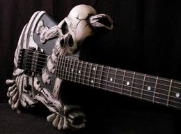 Hand carved J Frog George Lynch Skull and Bones Electric Guitar Full floating Genuine Floyd Rose Tremolo, Ebony Fingerboard, Korean Hardware
