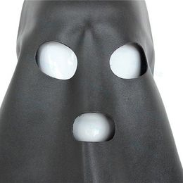Bondage Halloween Witch Roleplay Ghost Knight Head Hood Open Eye Mouth Scare Black #R52