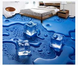 3D Customised PVC self-adhesive mural wallpaper floor painting Waterproof bathroom ice cubes 3D floor tiles