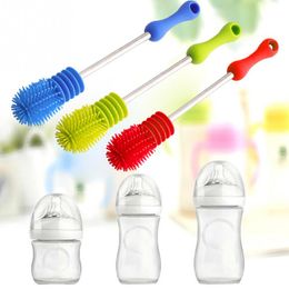 Long handle Silicone Cup Scrubbing Cleaning Brush Bottle Washing Cleaner for Feeding-bottle Vacuum Cup Glass Household Cleaning Brushes Tool