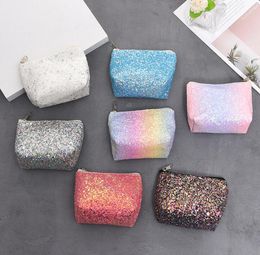 DHL100pcs Sequin Coin Purses Women Canvas Bright Printing Zipper Short Min Wallet