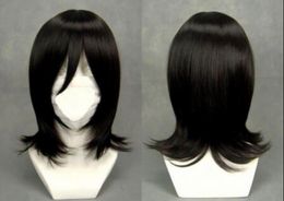 WIG LL<<< 003757 Black Bleach Kuchiki Rukia Straight Medium Short Anime Cosplay Wig
