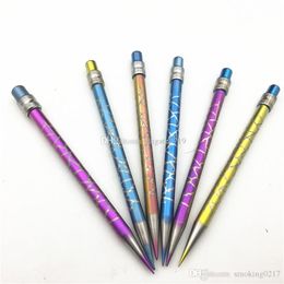 2022 rauchen bleistift dabber Titan Dabber Dab Werkzeug Bleistift Form-Art Pyrex Ölwachs Dabber Werkzeug eloxiert 5 Farben für Wahl für Glas Wasser Bong carb Rauchen Nagel