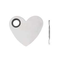 Stainless Steel Heart Shaped Makeup Palette Spatula Applicators Make up Artist Tools for Blending Cosmetic Foundation Shades Applying Kit