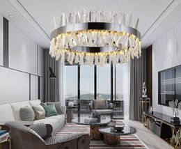 Modern LED Chandelier for living Room Luxury Crystal Chandeliers Lighting Gold/ Chrome Polished Steel Design Hang lamp MYY