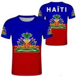-Haití estudiante de la juventud masculina personalizada nombre libremente hecha número t bandera camisa casual t ropas fotos camisa de estampado de niño