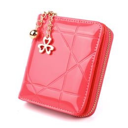 Women's Short Leather Credit Card Holder Zipper Round Pocket Buckle Elegant Clutch Coin Purses Wallet