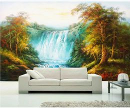 modern living room wallpapers Great Falls Woods Beautiful Italian European-style hand-painted landscape background wall painting