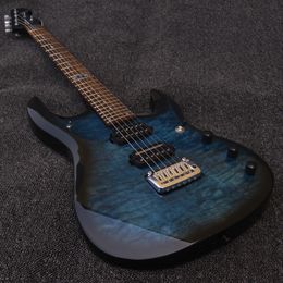 Music Man JPX John Petrucci Black Blue Quilted Maple Top Electric Guitar Tremolo Bridge, Locking Tuners