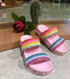 Designer- Bling Slippers Lady Fashion Flip Flops Glitter Woman Outside Slides Shoe Wholesale