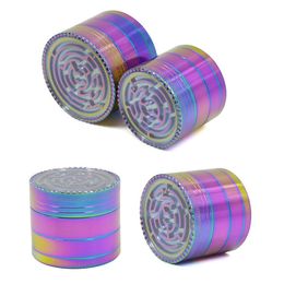 2020 New Style Herb Grinder 4 Layers Iceblue Rainbow Tobacco Grinder Zinc Alloy Maze Grinders Diameter 52mm 63mm GR176