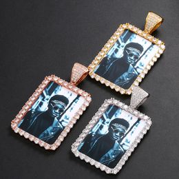 New Custom photo round pendant necklaces for men women hip hop bling diamond picture pendants friend family Jewellery love gift