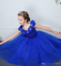 Flower Girl Dresses Tulle girls ball gown sheer Straps Sleeveless lace Applique Pageant Gowns
