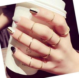 Korean ring 10 piece sets women fashion ring gold Jewellery