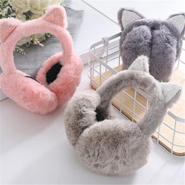 Valentines Day Pink Cute Smile Face Heart Winter Earmuffs Ear Warmers Faux Fur Foldable Plush Outdoor Gift