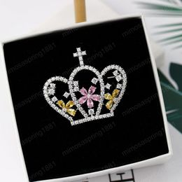 Fashion Flower Heart Crown Brooches For Women Colorful Cubic Zirconia Brand Brooch Pins Wedding Luxury Jewelry Female Corsage Jewellery