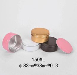 150ml 83*38mm Aluminum box Tin Jars Screw Cap Round Storing Can Container Cosmetic Metal Tins Empty Container white black gold white SN420