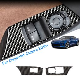 Car Window Lift Panel Switch Button Panl Decorative Sticker For Chevrolet Camaro 16+ Carbon Fiber