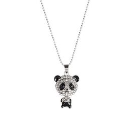 Long flash diamond big head panda pendant long necklace female sweater chain WY1019