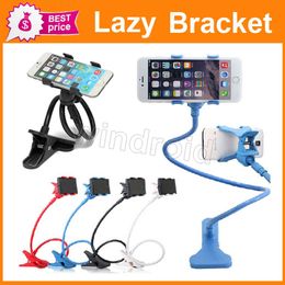 Cheap Cell Phone Holders 85cm Long Arm Lazy Bracket Universal Two Clips 360 Ratating Bed Desktop Holder Stands by DHL Free Shipping