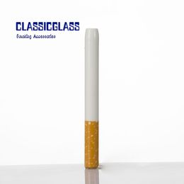 Ceramic Cigarette Hitter Pipe 79mm & 57mm Portable Yellow Philtre Colour Cig Shape Smoke Tobacco Pipes Herb